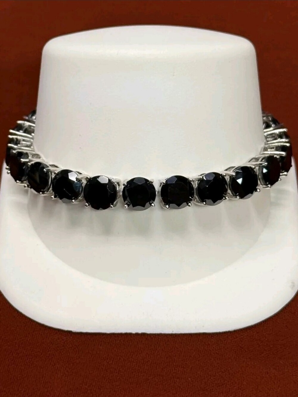 Sterling Silver 33.0Tcw Thai Black Spinel Bracelet